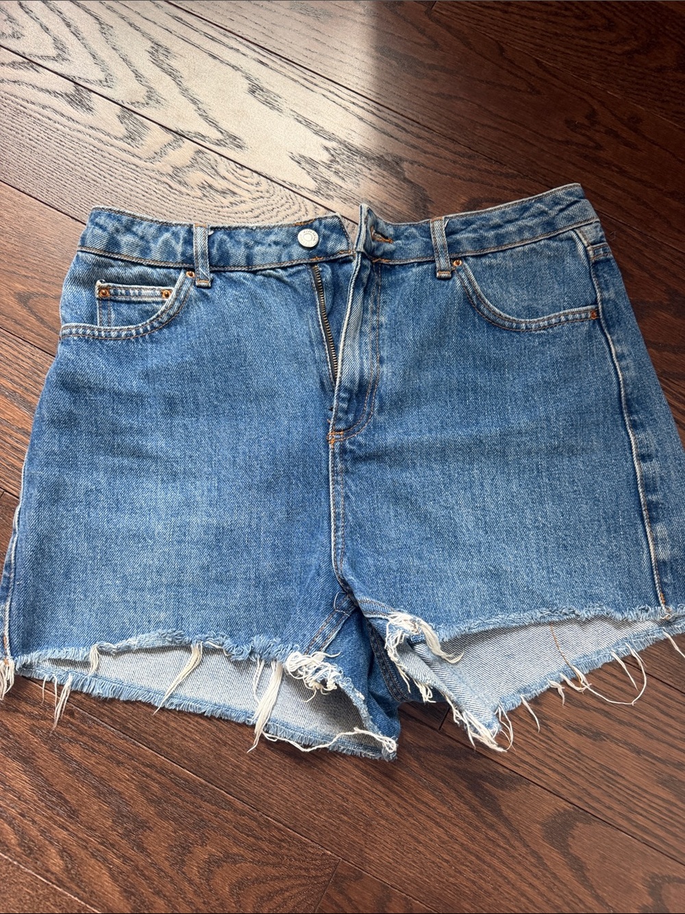 Topshop Blue Distressed Denim Jean Shorts